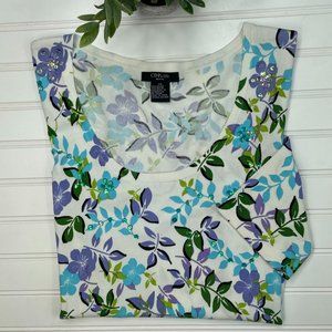 CDP & Co. Floral Sweater w/ Sequin Accents